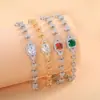 Pulsera de Aleación de Cobre con Circonita de Diamante Completo de Venta Caliente Transfronteriza para Mujer, Lujo Ligero, Sensación de Gama Alta, Joyería de Mano Super Brillante con Forma de Bolso Cuadrado Pequeño Corazón
