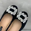 Zapatos Negros Planos con Hebilla Cuadrada de Pedrería para Mujer, Nuevos Zapatos de Commuter Elegantes de Gamuza Estilo Francés para Mujer, Primavera y Otoño 2026