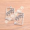 2 colores 19 * 34 mm DIY aleación de zinc accesorios de joyería colgante de flor rectangular equipaje teléfono móvil collar colgante