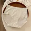 Pantaletas de Algodón de Color Natural para Mujer, de Cintura Alta, Antibacterianas, Entrepierna Extendida, Sin Costuras, Cómodas, Sencillas, Tallas Grandes de Algodón Puro para Mujer