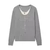 Comércio Exterior Transfronteiriço Atacado 2026 Novo Estilo Europeu e Americano Moda Feminina Casual Blusa de Tricô Falsa de Duas Peças Color Blocking Manga Longa