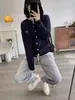 Cárdigan de punto 100% lana bordado para mujer 2025 Primavera Temprana Nuevo Suave Cera Cuello Redondo Chaqueta Suéter Delgado