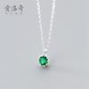 Collar de plata S925 con colgante para mujer, estilo japonés-coreano, con diamantes de colores redondos, cadena geométrica para clavícula, D4720