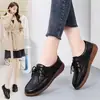 Sapatos de trabalho casuais femininos de couro com cadarço, nova tendência 2024 para trabalhadores de escritório, sola de tendão, sola macia, antiderrapante, camada única de couro