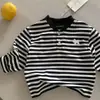 Camiseta de Algodón Nueva de Primavera y Otoño, Marca Elegante y de Moda, Cuello Alto, Manga Larga, con Bordado para Niños y Niñas, Camiseta Base Polo para Bebé