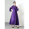 Vestido de Manga Larga con Volantes de Color Sólido Elegante de Talla Grande para Mujer, Moda Primavera 2026, Plisado Miyake, Alta Elasticidad