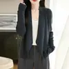 36 peças de lã 100% pura, nova coleção de outono, cardigã de tricô moderno e de caimento solto, cinza, com um visual sofisticado, peça de outer wear de manga longa