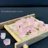 5A Pó de Cavalo Cristal Coração Contas Quartzo Rosa de Madagascar Pedra Hibisco Pulseira Semi-Acabada DIY Grampo de Cabelo Borla