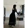 Elegante vestido largo de una manga para mujer, nuevo estilo 026, hombros descubiertos, ceñido a la cintura, adelgazante, línea A, largo