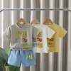 Conjunto de shorts de manga corta con elefante para niños en verano Ropa de verano para bebés Niños Ropa infantil casual delgada Estilo coreano de dibujos animados