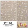 Redanco5D Em relevo Ins Popular Desenho Animado Adesivos de Unha Laço Transparente Decalques 3D para Unhas Dr1807