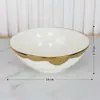 Plato para Comedor de Casa Bandeja de Cerámica Plato para Comida Occidental Dorado Galvanizado Plato Blanco Vajilla