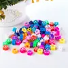 Rodajas de Arcilla Blanda de Colores, Arcilla Blanda Perforada con Caricaturas de Frutas y Letras Inglesas, Juego de Cuentas para Pulseras, Partículas de Arcilla Blanda