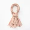 Cor Sólida Outono e Inverno Novo Estilo Exportação Cachecol Torcido Atacado Cachecol de Linho Puro com Amassado Natural Xale Feminino Cachecol de Linho e Algodão