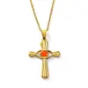 Moda Transfronteriza Europea y Americana Collar de Acero de Titanio con Ojo de Diablo y Cruz Incrustados de Diamantes Cadena para Clavícula Colgante Popular Personalizado para Mujer