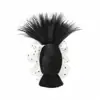 Pinza para el pelo de coleta baja con lunares blancos y negros, peluca con un estilo relajado, peinado recogido natural y voluminoso