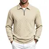 Comercio electrónico transfronterizo otoño/invierno camisa polo de jacquard a cuadros para hombre con media cremallera, suéter casual para hombre