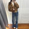 Jeans Azuis Slim Feminino Outono 2025 Novo Estilo Levemente Flare Cintura Alta Sem Pernas Efeito Emagrecedor Calça Reta Flare