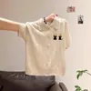 Cárdigan de Punto Bordado de Manga Corta Estilo Japonés para Mujer, Estética de Verano de Alta Gama, Muy Atractivo, Corte Holgado, Top Tipo Polo Adelgazante
