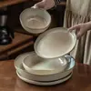 Conjunto de Pratos e Tigelas de Cerâmica de Alta Qualidade, Louças para Atacado, Louças Domésticas, Pratos de Formato Irregular, Pratos de Apresentação Ocidentais de Alto Padrão