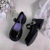 Zapatos de Tacón Alto de Suela Gruesa de Cuero Pequeño para Mujer 2024 Verano Nuevo Punta Redonda Estilo Japonés Mocasines de Plataforma Retro Mary Jane Singles