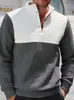 Comercio Exterior Transfronterizo Amazon Estilo Nuevo Primavera y Otoño Diario Casual Deportivo Exterior Sudadera con Botones Bloque de Color Manga Larga Ropa para Hombre