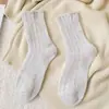 Calcetines Grues para Mujer de Otoño e Invierno con Encaje, Estilo Bosque Lindo, Calcetines de Lana Holgados Perezosos y Cálidos