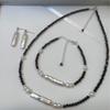 Real tiro pequena série de prata de alta qualidade de uma palavra pérola de água doce maré de espinélio preto maré de cristal fresco S925 pulseira de prata esterlina