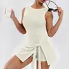 Vestido de Tênis Esportivo Nylon Europeu e Americano Dois em Um Atacado com Forro Anti-Exposição e Saia Evasê Traje de Tênis