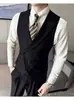 Chaleco para Traje Hombres y Mujeres Estilo Neutro Canalla Guapo Gama Alta Solapa de Arma Británica Negocios Ajuste Delgado Chaleco Traje Chaleco Casual