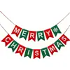 Banner Feliz Navidad - Símbolos Navideños Rojos y Verdes - Artículo decorativo para colgar junto a la chimenea familiar. Decoración festiva de estilo rústico para interiores. Tela de lana, 400 cm