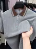 Comercio Exterior Transfronterizo Camisa Polo de Alta Gama para Hombre Manga Corta Cuello Campana Bloqueo de Color Casual Versátil Camiseta con Cuello para Hombre Verano Venta al por Mayor