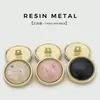 Botões de Metal com Resina e Concha Inlaid Duplos Redondos de Alta Qualidade para Blazer de Terno, Casacos, Jaquetas Corta-Vento, Suéteres - Botões Decorativos