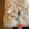 Camiseta infantil de verão de manga curta, top de bebê estiloso com desenho, camiseta básica versátil para bebês e crianças pequenas, roupas de verão para meninas