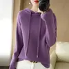 Nuevo suéter de punto con capucha de otoño para mujer, suéter de punto de manga larga, sudadera de punto básica holgada casual, jersey casual