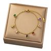 Pulsera de Diamante de Acero Inoxidable Europea y Americana, Collar de Acero de Titanio con Circonita Colorida, Cuadrado de Lujo Accesible de Nicho, Joyería Versátil