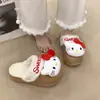 Pantufas fofas com tema de gato de desenho animado, novo estilo de inverno, fofas e confortáveis para usar em casa, com forro de fleece adicional e solas grossas, adequadas para uso interno e externo