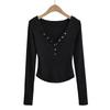 Outono e Inverno novo europeu e americano feminino V-neck slim camisola C76889