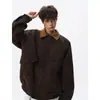 Chaqueta de Cuero PU Tie-Dye Vintage para Hombre, Chaleco de Marca de Moda para Pareja con Diseño Patchwork Ropa de Cuero