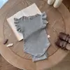 INS Camiseta de Verano para Bebé con Mangas Voladas Dulces Ropa de Hilo Fina con Combinación de Colores para Niña