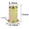 Tuerca remachable Cabeza plana Patrón vertical Moleteada Zinc plateado Tuerca remachable Agujero pasante Tapa de tracción Tuerca de tracción Tirar M3M6M8