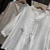 Primavera 2026 Nueva Camisa de Algodón para Mujer con Cuello Redondo Estilo Japonés Blusa Holgada Cárdigan Estilo Mori Vintage Moda para Mujer Reductora de Edad
