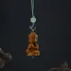 Talla de madera de sándalo verde, doce zodiacos, conjunto completo de rata, buey, tigre, conejo, dragón, serpiente, caballo, oveja, mono, pollo, perro, cerdo, colgante para teléfono móvil, bolso colgante