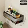 Estante de Almacenamiento de Cocina Montado en la Pared Sin Taladro Soporte para Cuchillos de Acero Inoxidable Estante de Almacenamiento de Condimentos de Múltiples Capas