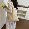Bolsa de Tricô Estilo Preguiçoso para Mulheres 2026 Nova Bolsa de Praia Tote Vazada de Primavera e Verão Bolsa de Ombro Grande Capacidade para o Dia a Dia