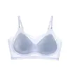 Ropa Interior de Seda de Hielo Ultra Delgada de Verano Sin Costuras para Mujer, Ligera, Transpirable, Push-Up, Pechos Grandes, Pechos Pequeños, de Tirantes, Sujetador de Espalda Bonita