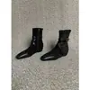 Botas de cuero suave de punta cuadrada estilo francés, un diseño de nicho que estiliza las piernas, nueva colección otoño/invierno, con alza interior, detalle de hebilla y cremallera lateral, botas largas para mujer