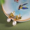 Pendientes Guofeng de plata de ley S925 con forma de mariposa azul quemada y perla de agua dulce, elegantes y sencillos, para mujer.
