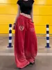 Pantalones de Chándal Casuales con Estampado Lavado Estilo Retro Americano para Mujer, Diseño Holgado Pantalones de Pierna Ancha, Pantalones de Baile Callejero Jazz Modernos