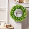 1 Pieza Corona de Flores Artificiales para Exteriores, Hojas Verdes Exuberantes + Gipsofila Rosa, Corona Floral Artificial de Primavera Verano para Puerta, Corona de Follaje Artificial Hecha a Mano para Puerta Principal, Ventana, Decoración Interior Exterior, Guirnalda Artificial Rústica de Granja Colgante